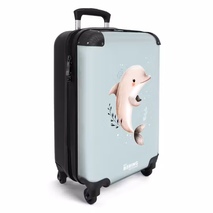 Suitcase - Beige dolphin in blue water — 2