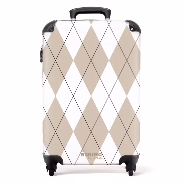 Suitcase - Beige plaid pattern — 1