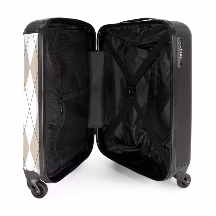 Suitcase - Beige plaid pattern — 4