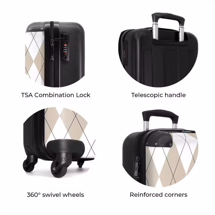 Suitcase - Beige plaid pattern — 7