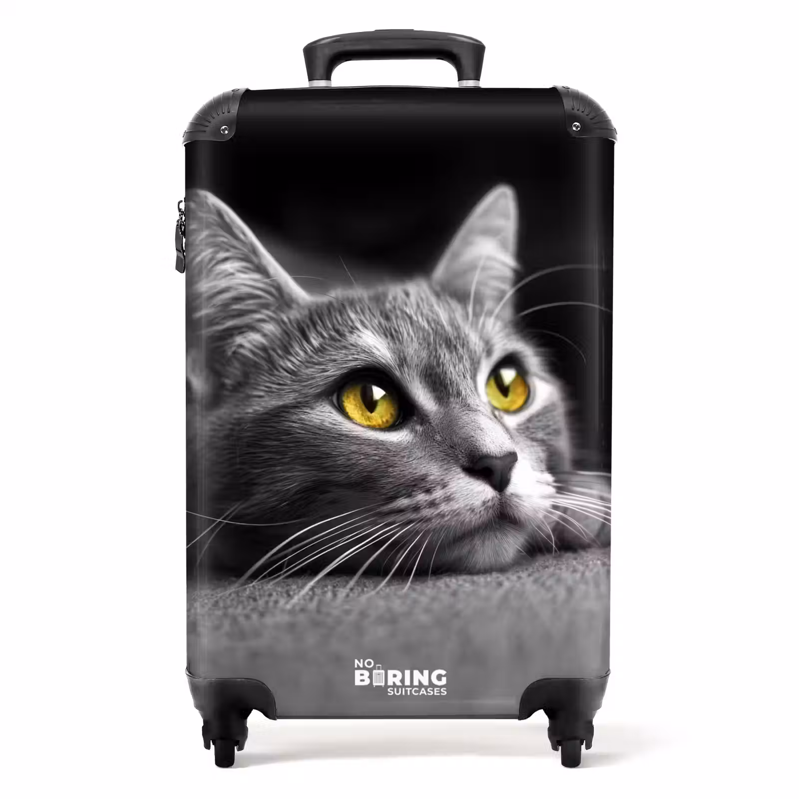 Suitcase - Black and white cat with yellow eyes — 1
