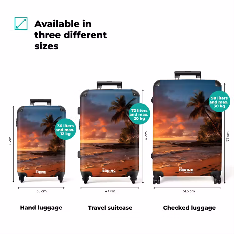 Suitcase - Beach with palm tree at sunset — 3