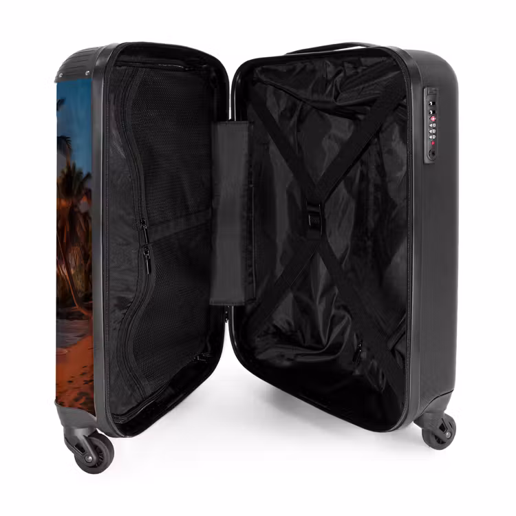 Suitcase - Beach with palm tree at sunset — 5