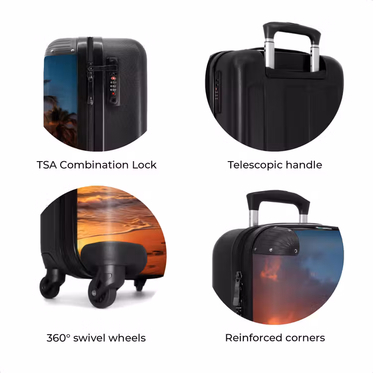 Suitcase - Beach with palm tree at sunset — 8