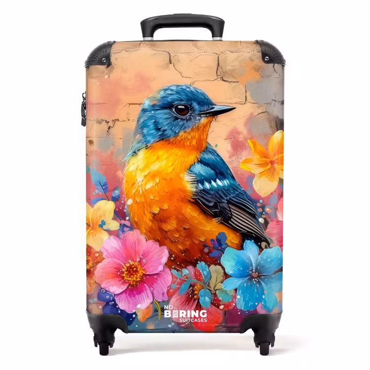 Suitcase - Bird with flowers in graffiti style — 1