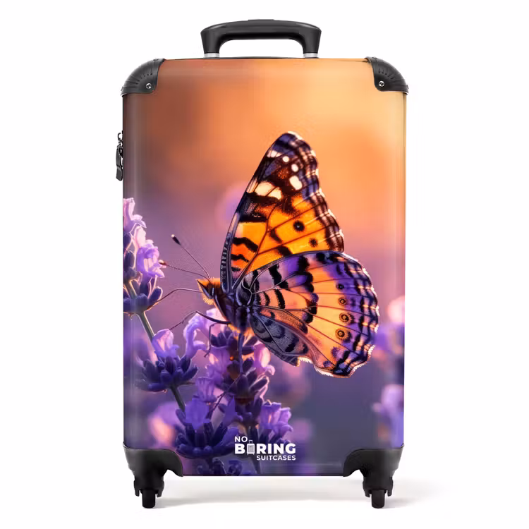 Suitcase - Butterfly on purple lavender — 1
