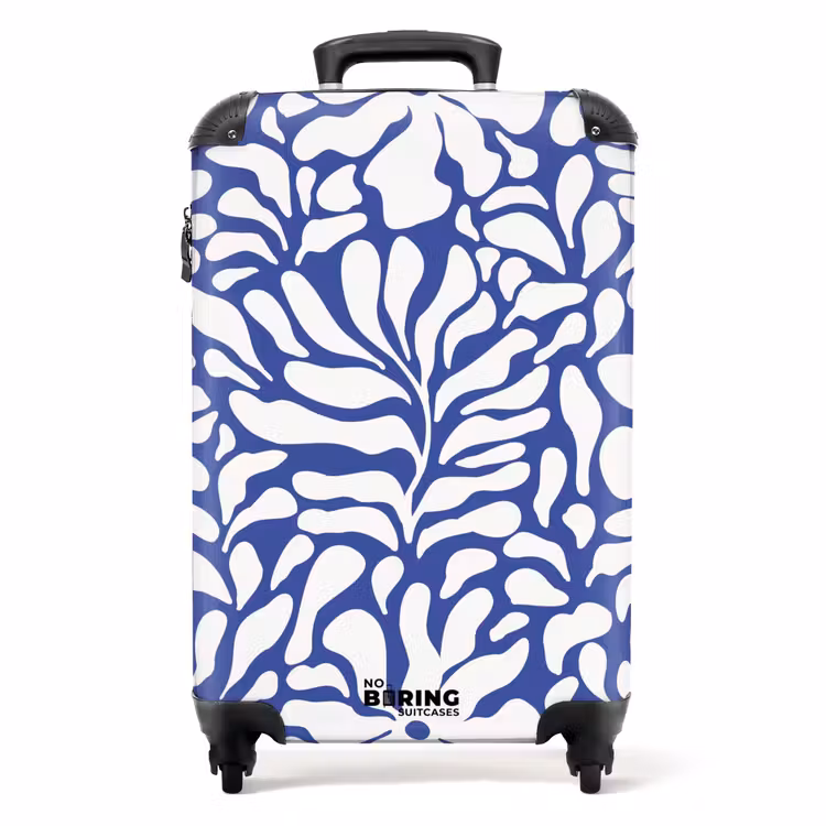 Suitcase - Abstract - Blue/White Floral Pattern — 1
