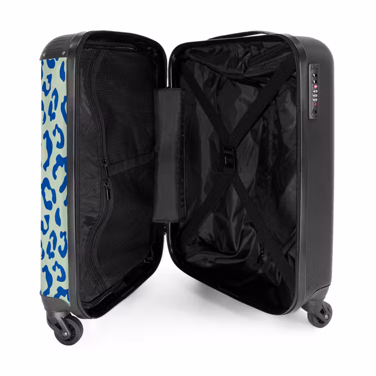 Suitcase - Animal prints - Panther print suitcase in blue and pastel green — 4