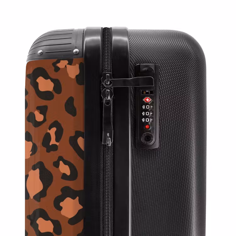 Suitcase - Animal prints - Panther print suitcase in maroon and black/terracotta — 5