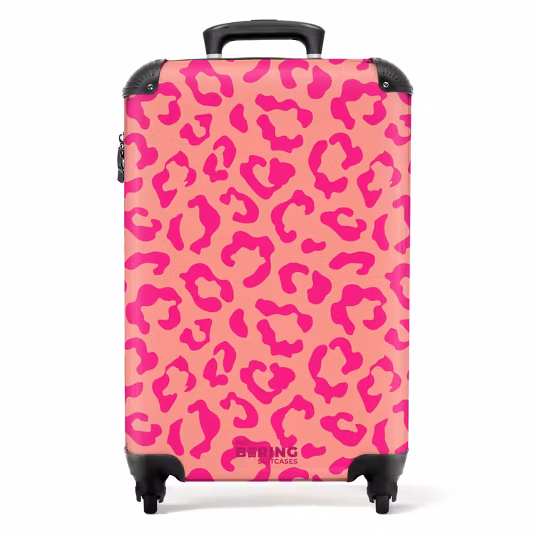 Suitcase - Animal prints - Panther print suitcase in pink and coral pink — 1
