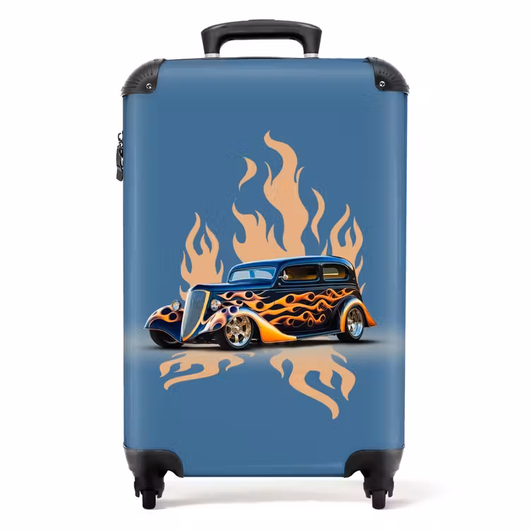 Suitcase - Black car with beige flames — 1