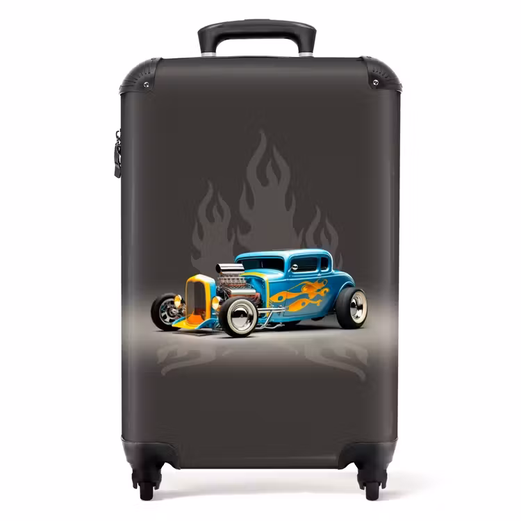 Suitcase - Blue car with gray flames — 1