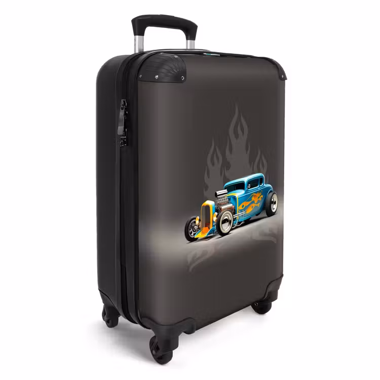Suitcase - Blue car with gray flames — 2