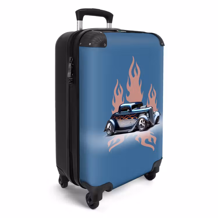 Suitcase - Blue car with pink flames — 2