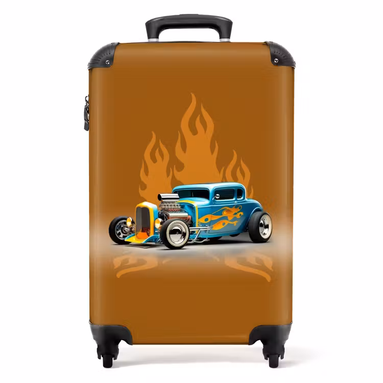 Suitcase - Blue car with yellow flames — 1