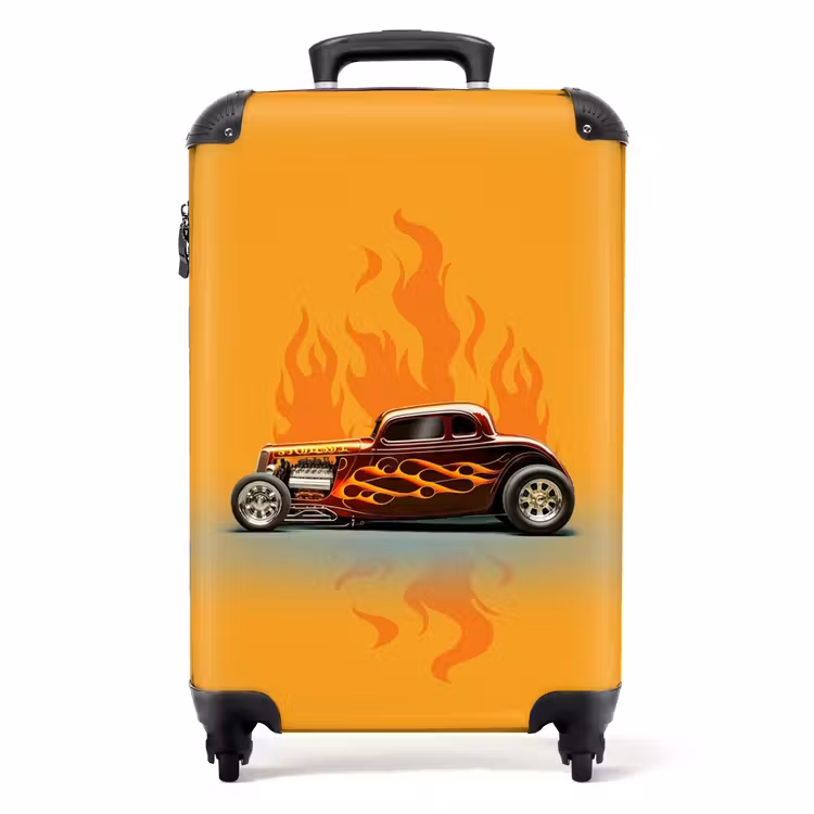 Suitcase - Brown car with yellow flames — 1