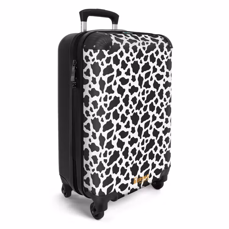 Suitcase - Black and white cow spot pattern — 2