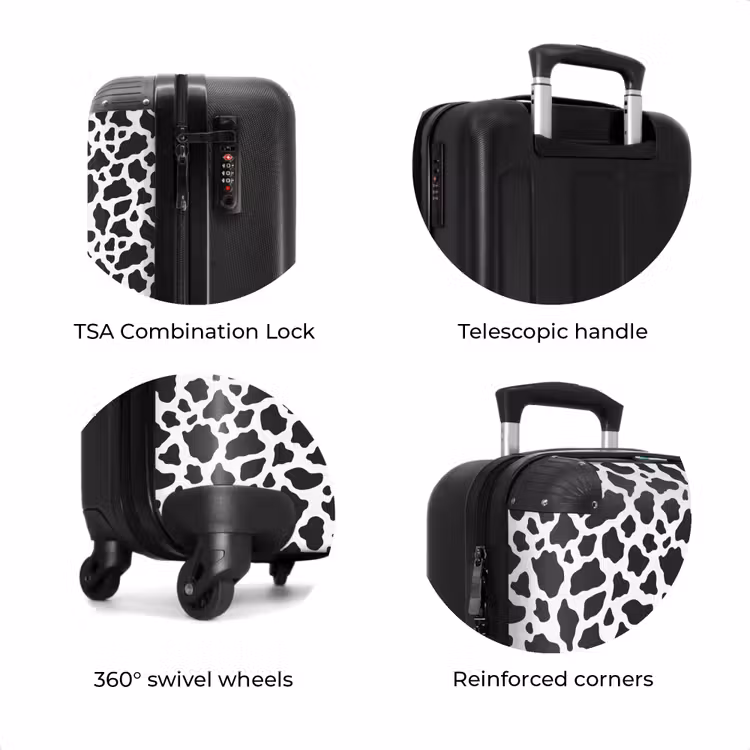 Suitcase - Black and white cow spot pattern — 7