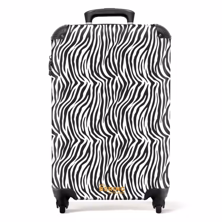 Suitcase - Black and white zebra pattern with wavy stripes — 1