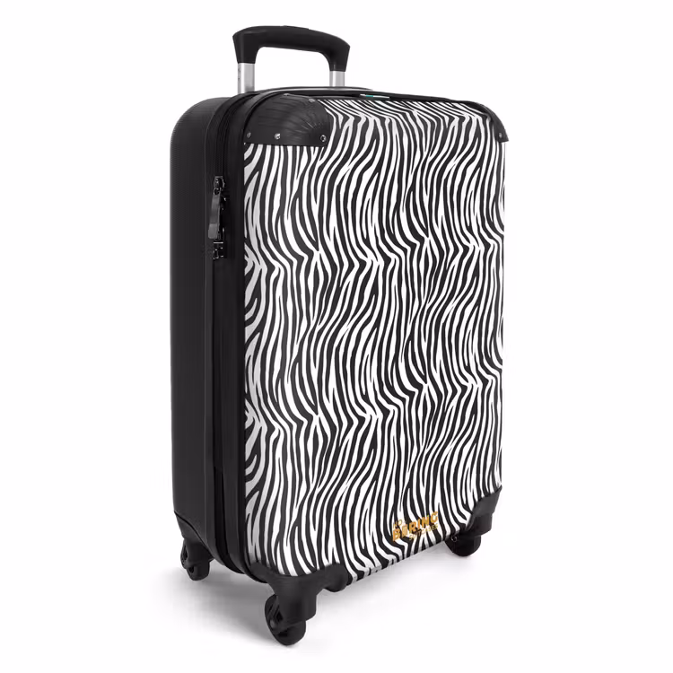 Suitcase - Black and white zebra pattern with wavy stripes — 2