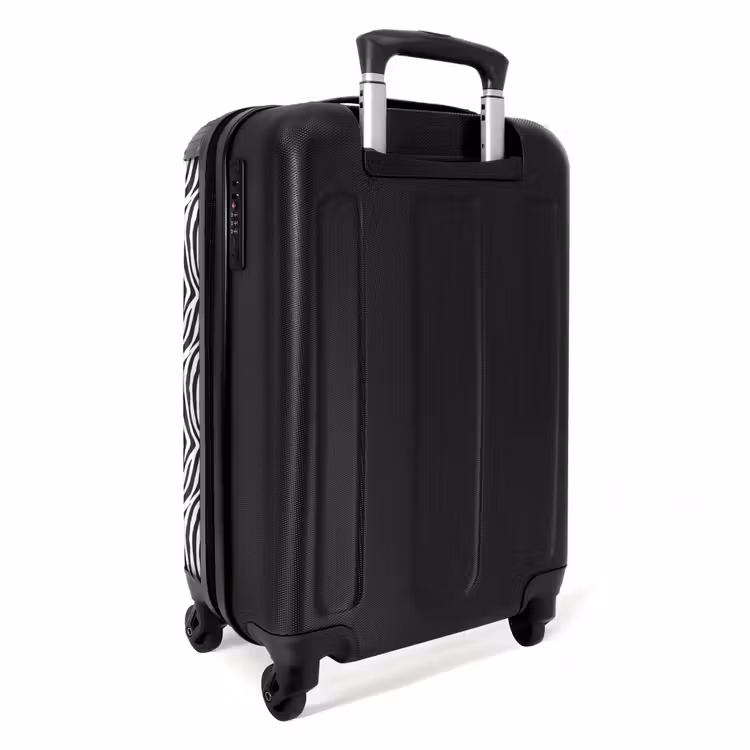 Suitcase - Black and white zebra pattern with wavy stripes — 3