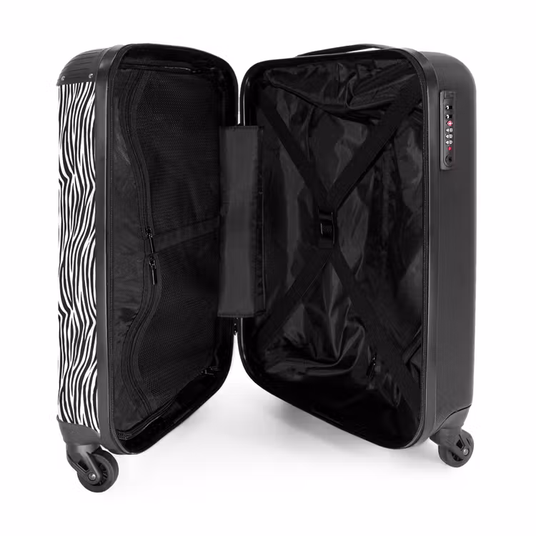 Suitcase - Black and white zebra pattern with wavy stripes — 4