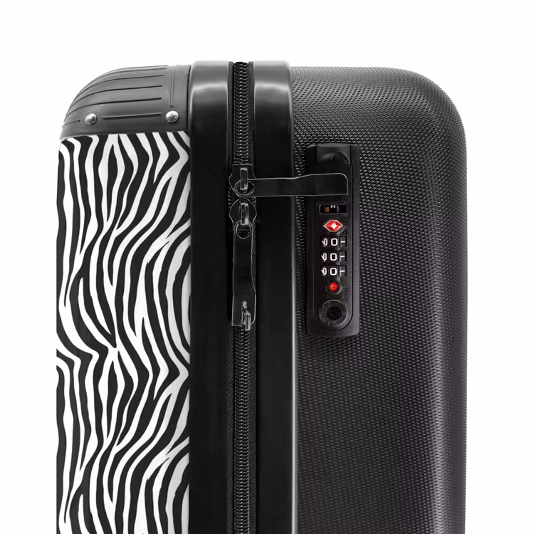 Suitcase - Black and white zebra pattern with wavy stripes — 5