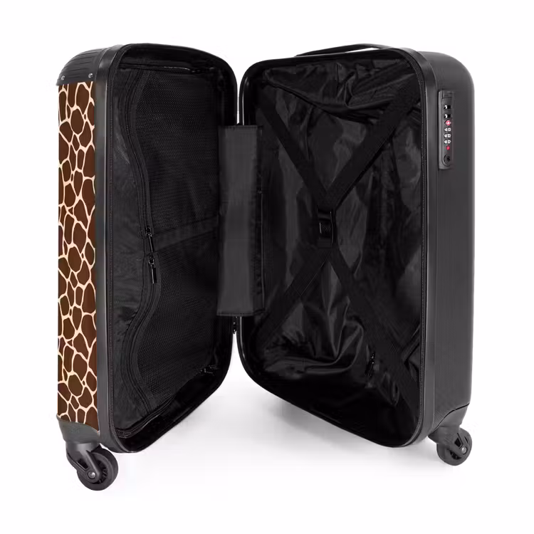 Suitcase - Dark brown giraffe pattern with beige veins — 4