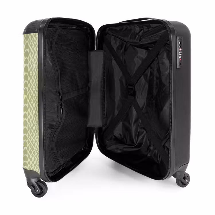 Suitcase - Green reptile skin pattern with symmetrical pattern — 4