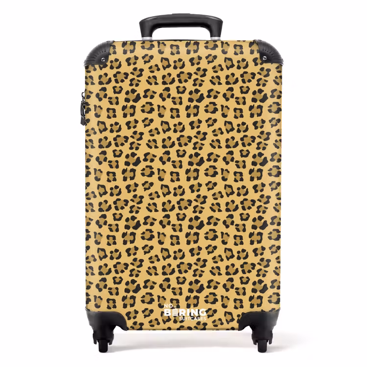 Suitcase - Leopard print on golden yellow background — 1