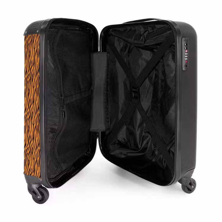 Suitcase - Orange tiger stripes with flowing motif — 4