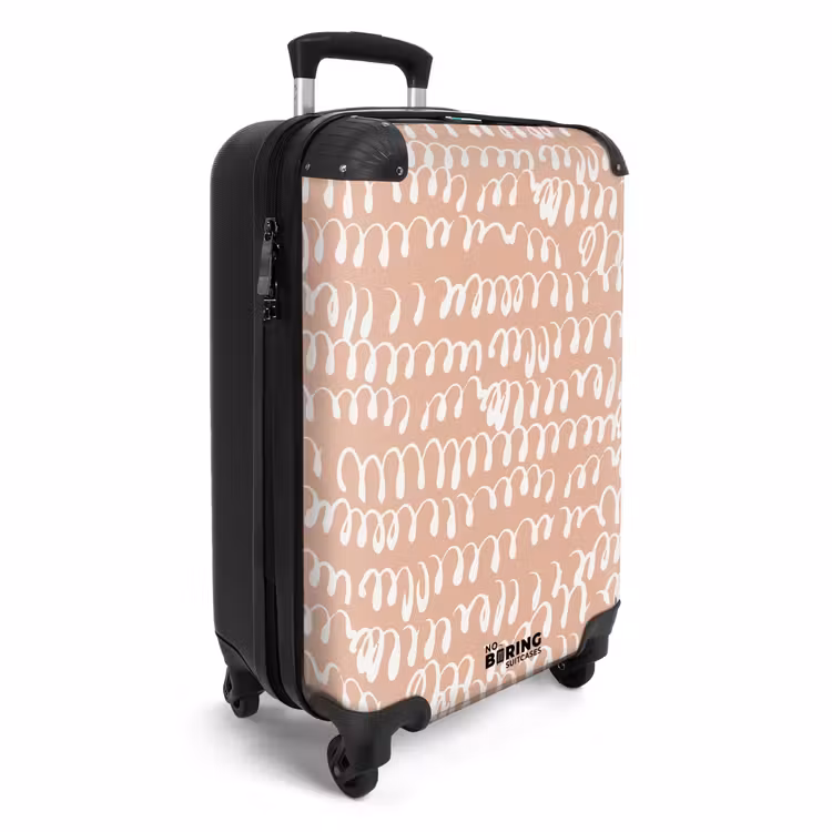 Suitcase - Wavy white loop lines on terracotta background — 2