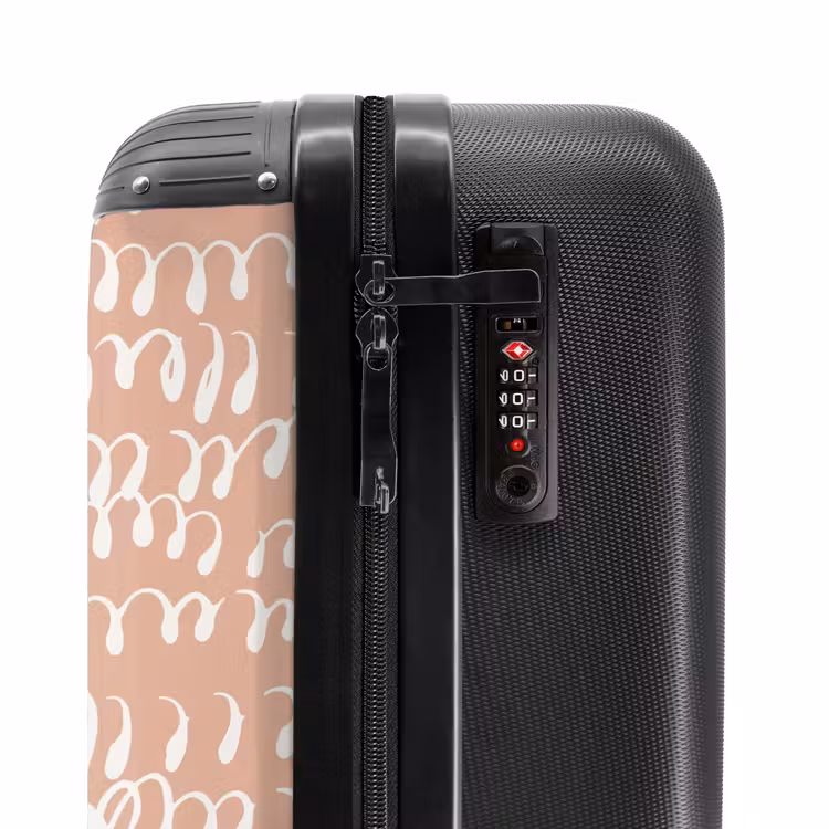 Suitcase - Wavy white loop lines on terracotta background — 5