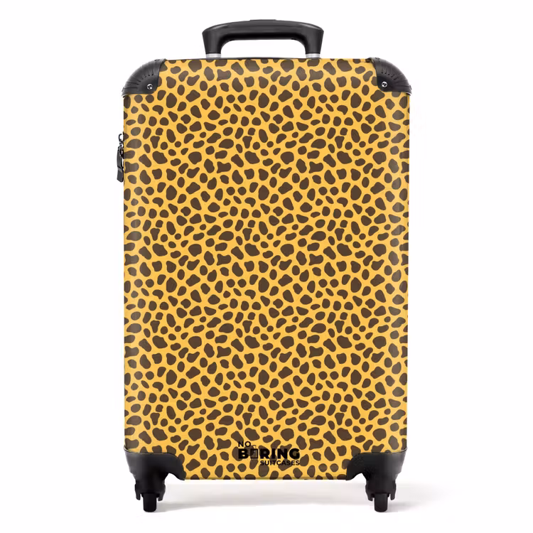 Suitcase - Yellow background with dense leopard pattern — 1