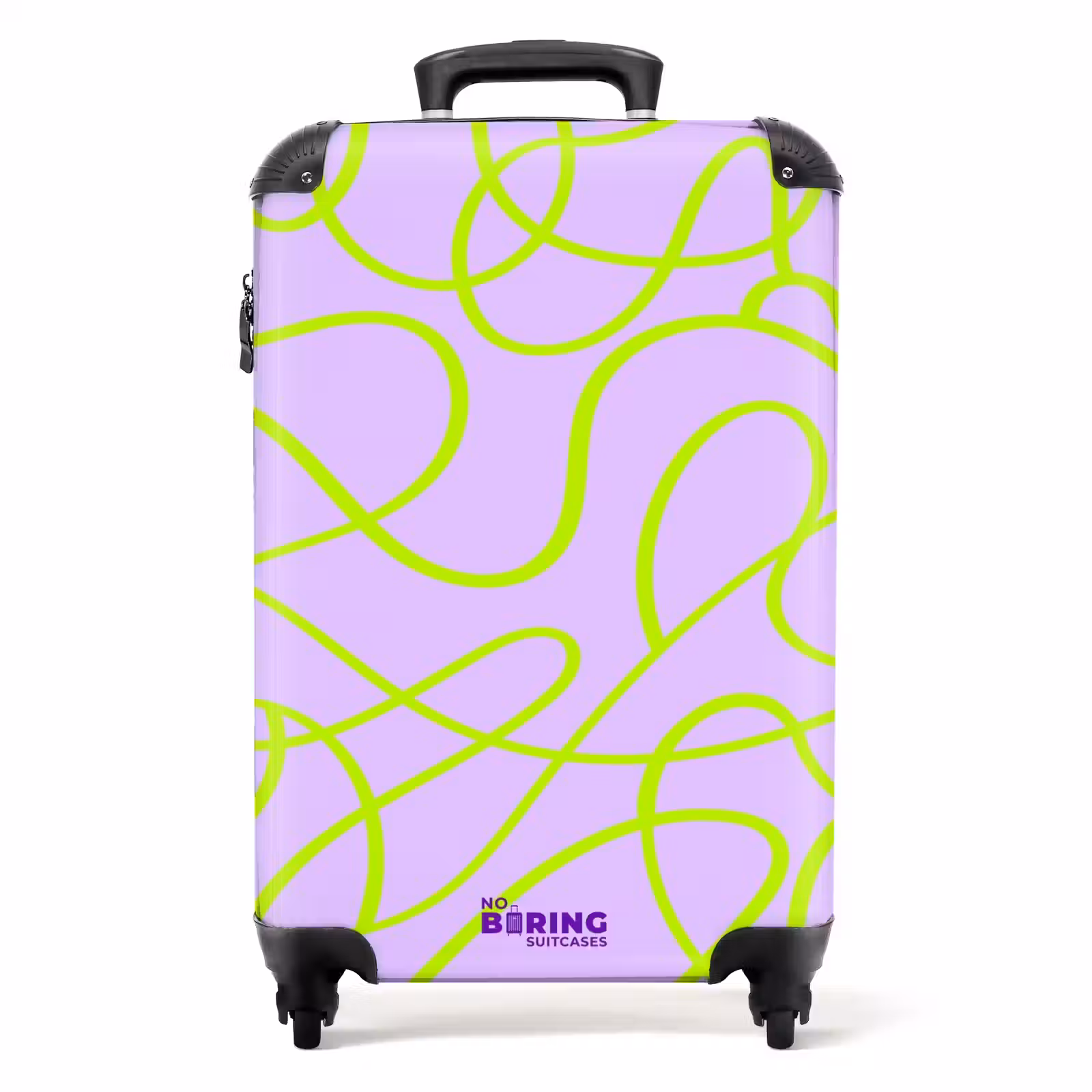 Suitcase - Lime green lines on lilac — 1