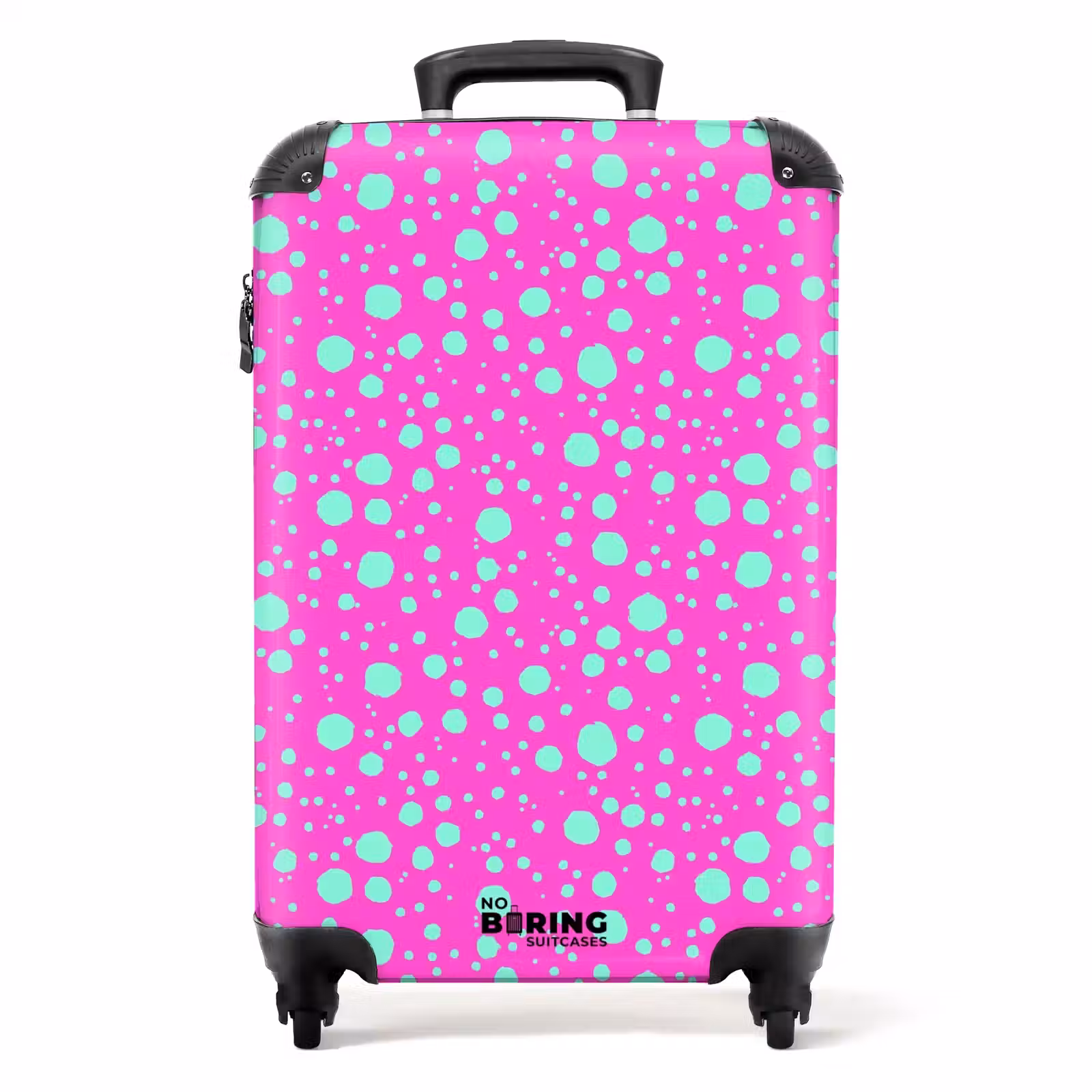 Suitcase - Turquoise dots on bright pink background — 1