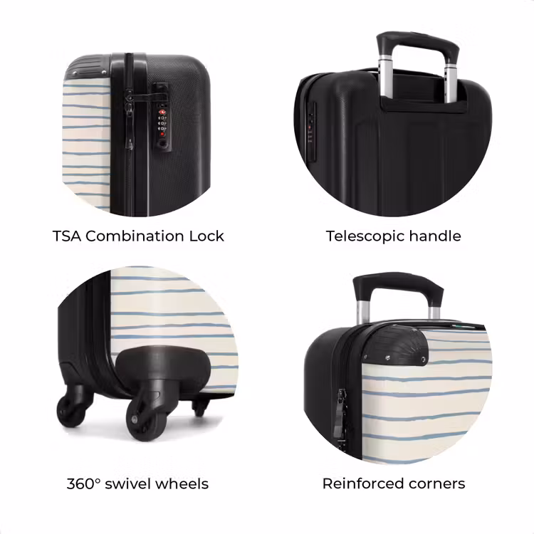 Suitcase - Blue hand-drawn stripes — 7