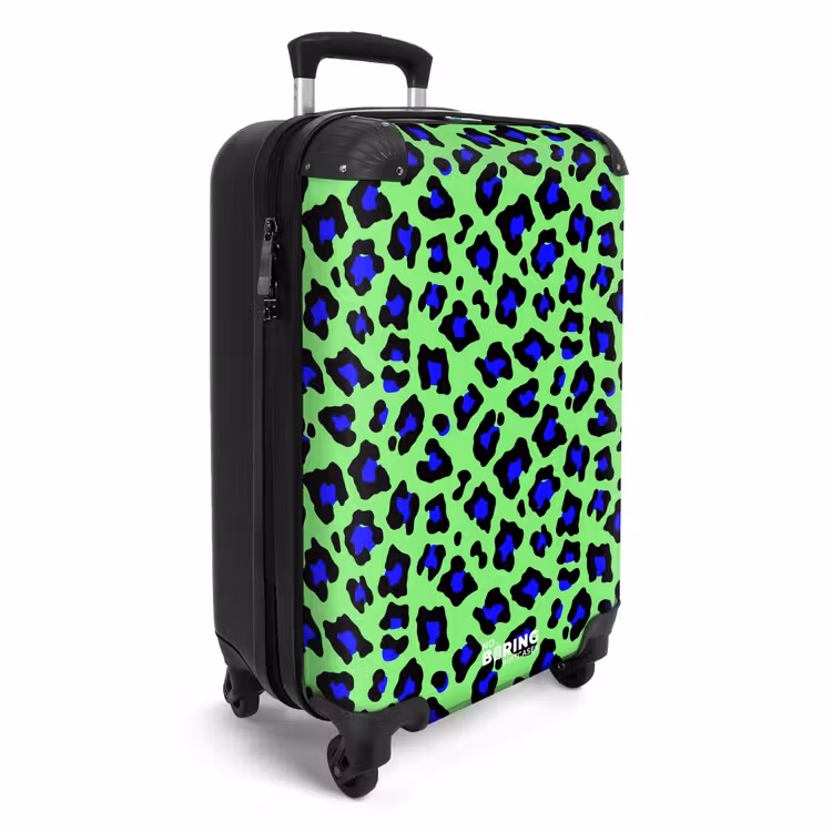 Suitcase - Blue onion horse pattern on green background — 2