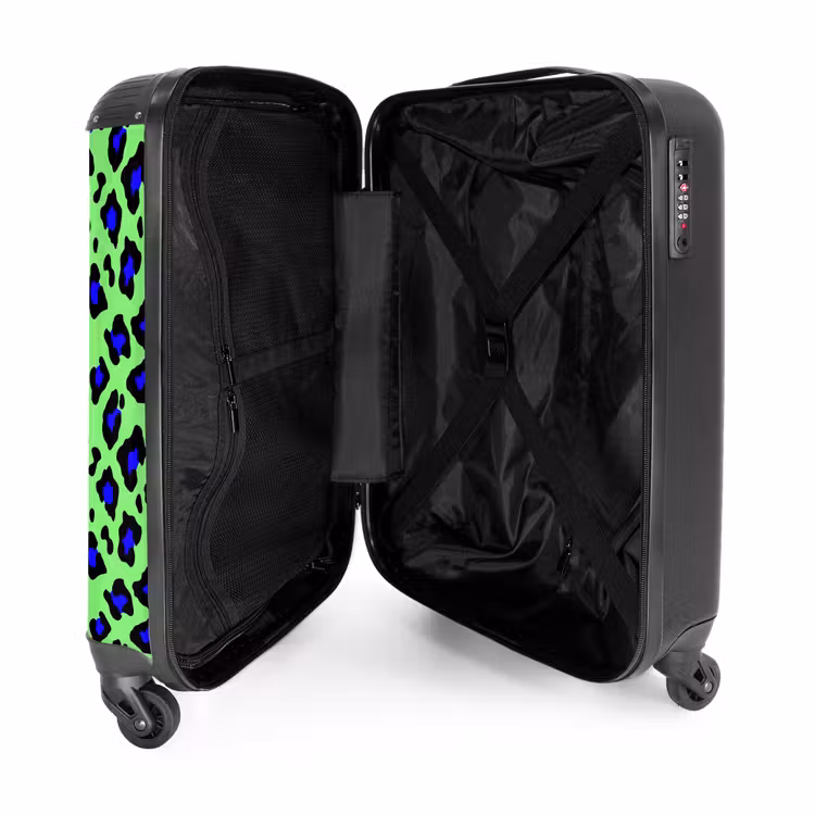 Suitcase - Blue onion horse pattern on green background — 4