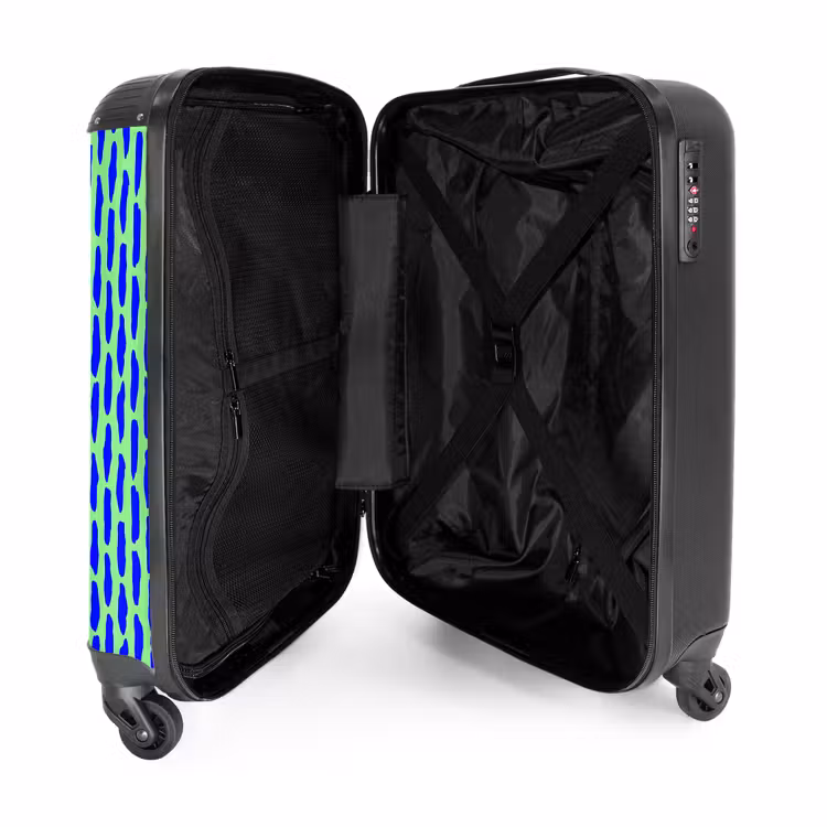 Suitcase - Blue pattern on mint green — 4