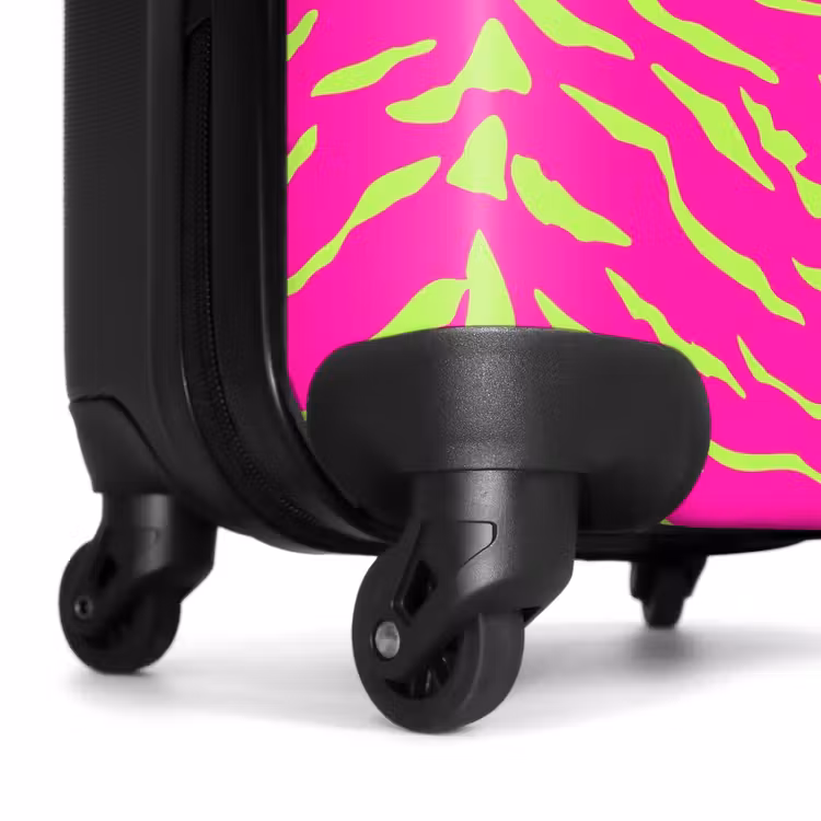 Suitcase - Bright pink tiger print with lime green stripes — 6
