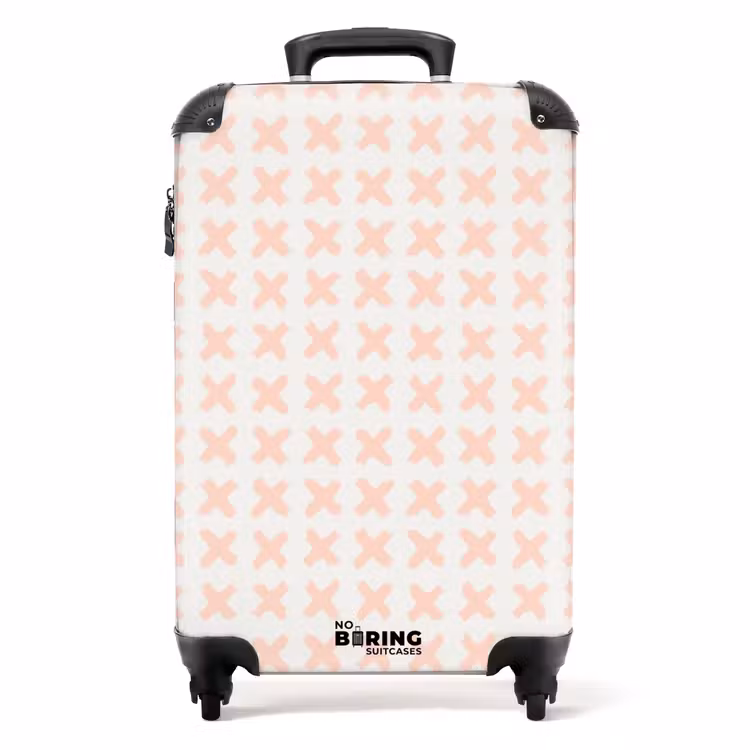 Suitcase - Coral crosses on off-white — 1
