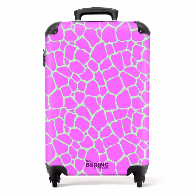 Suitcase - Giraffe print in light green and purple — 1