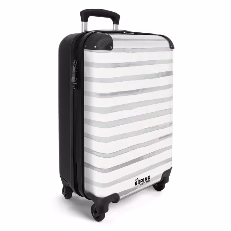 Suitcase - Gray watercolor stripes on white — 2