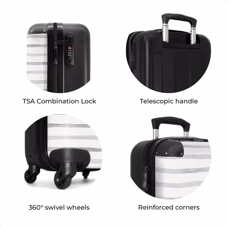 Suitcase - Gray watercolor stripes on white — 7