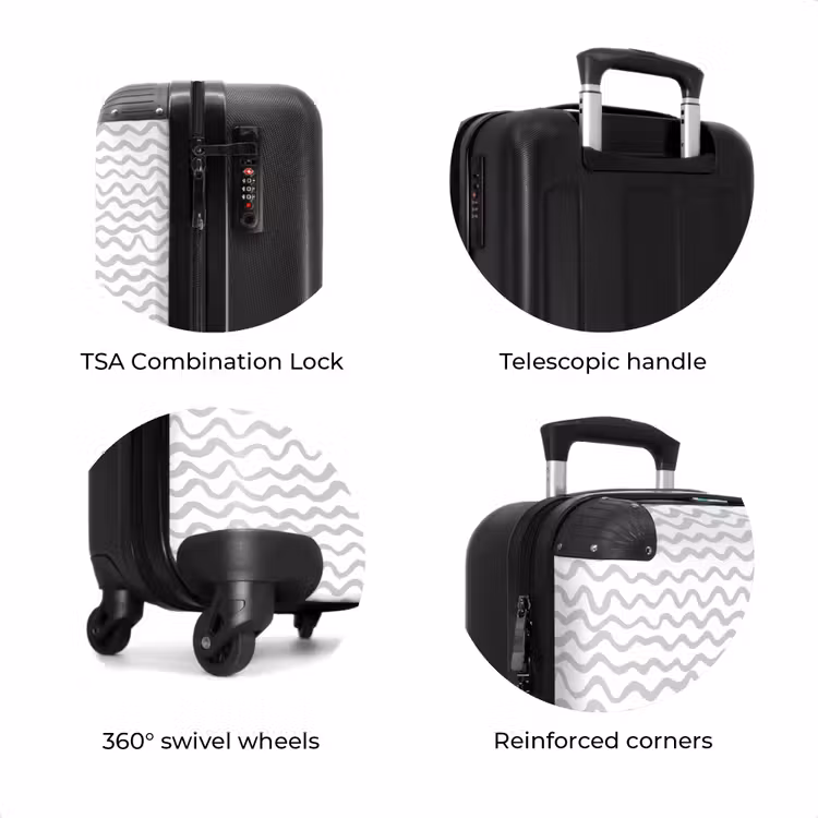 Suitcase - Gray wavy lines on white — 7