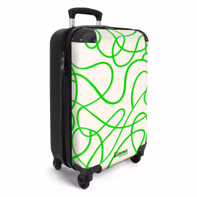 Suitcase - Green curly lines on beige — 2