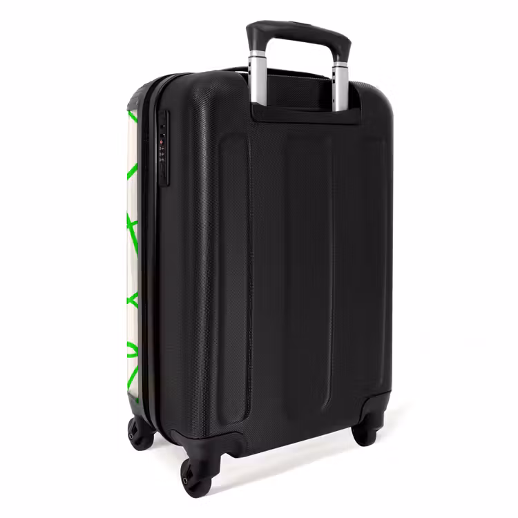 Suitcase - Green curly lines on beige — 3