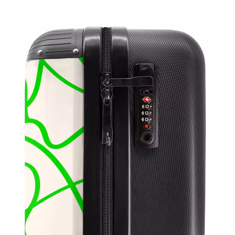 Suitcase - Green curly lines on beige — 5