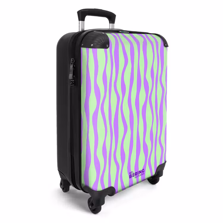 Suitcase - Lilac stripes on a mint green background — 2